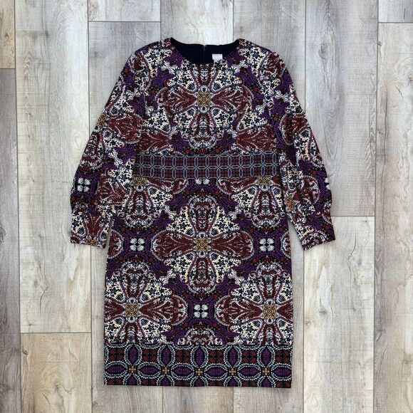 CHICO'S Womens Sz 3 (16/18) Multicolored Medallion Print Sheath Dress Lined Ikat - Picture 3 of 14